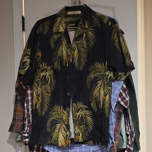 Tommy Bahama Black and Green Palm Leaf Shirt